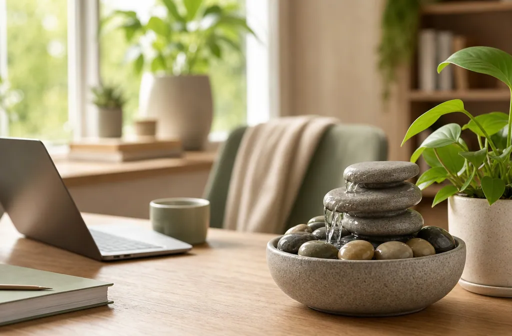 Zimmerbrunnen im Homeoffice: Beruhigendes Plätschern richtig platzieren