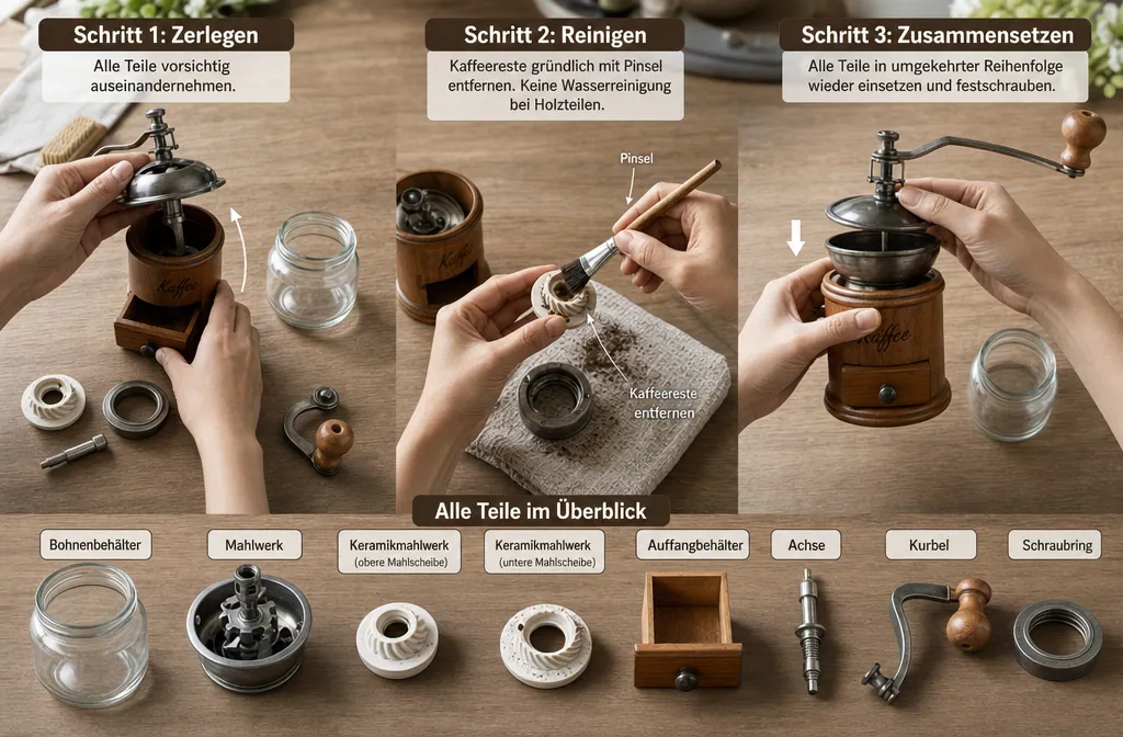 Wie reinigt man eine manuelle Kaffeemühle richtig