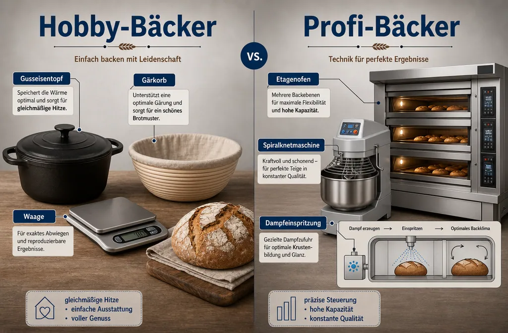 Unterschied zwischen professioneller und Hobby-Bäcker-Ausrüstung
