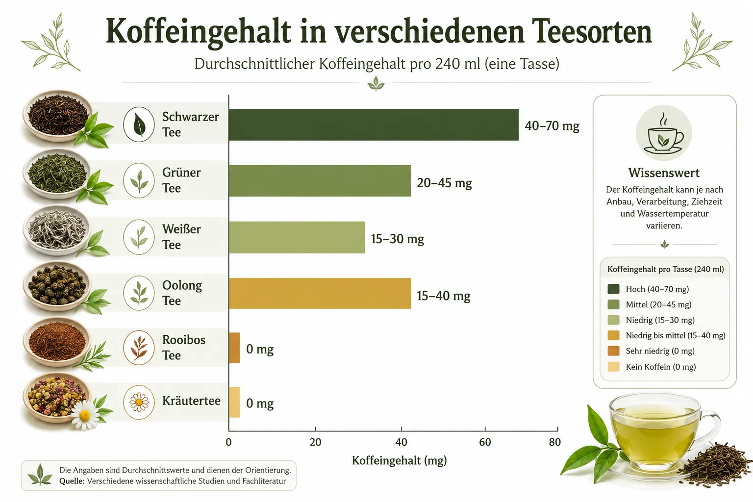 Wie viel Koffein steckt wirklich in verschiedenen Teearten?